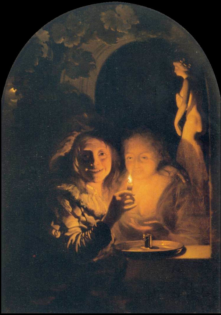Lovers Lit By Candlelight by Godfried Schalcken